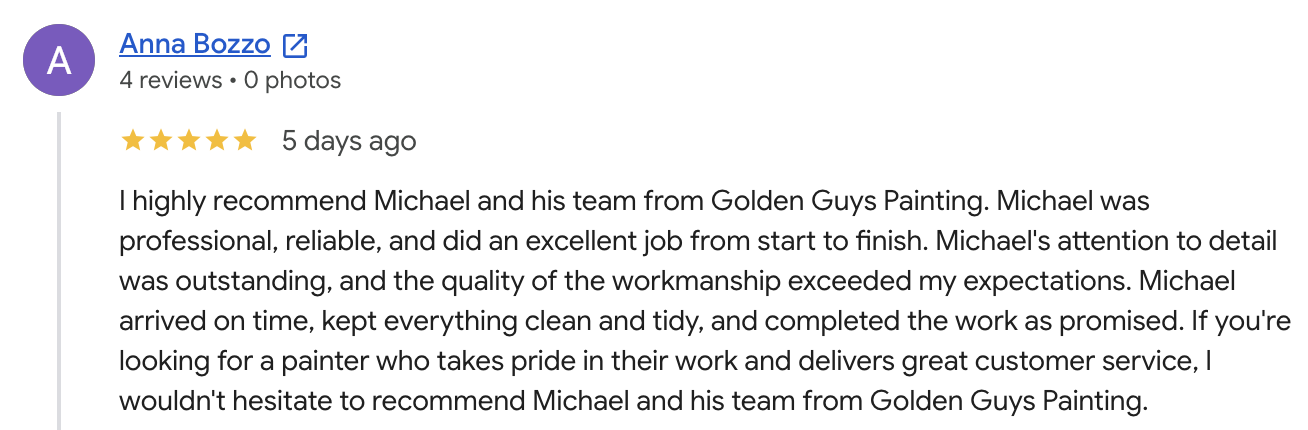 A New Google Review From a Happy Customer